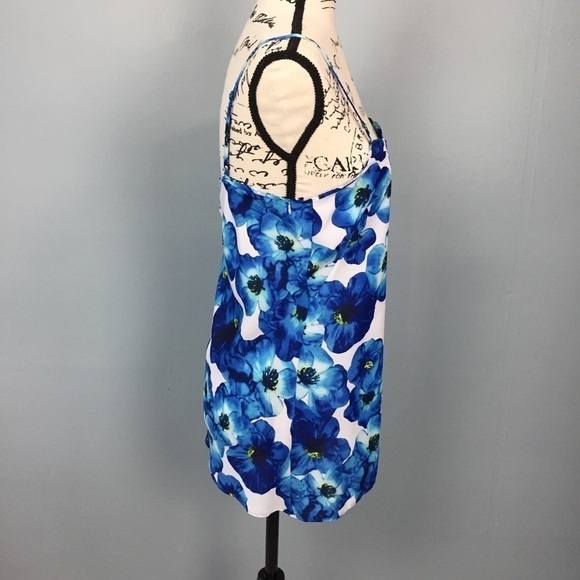 VIOLET + Claire Blue Floral Ruffle Trim Tank Top - Picture 15 of 16